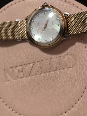Citizen Women's Gold Mesh Bracelet Watch with Mother-of-Pearl Dial